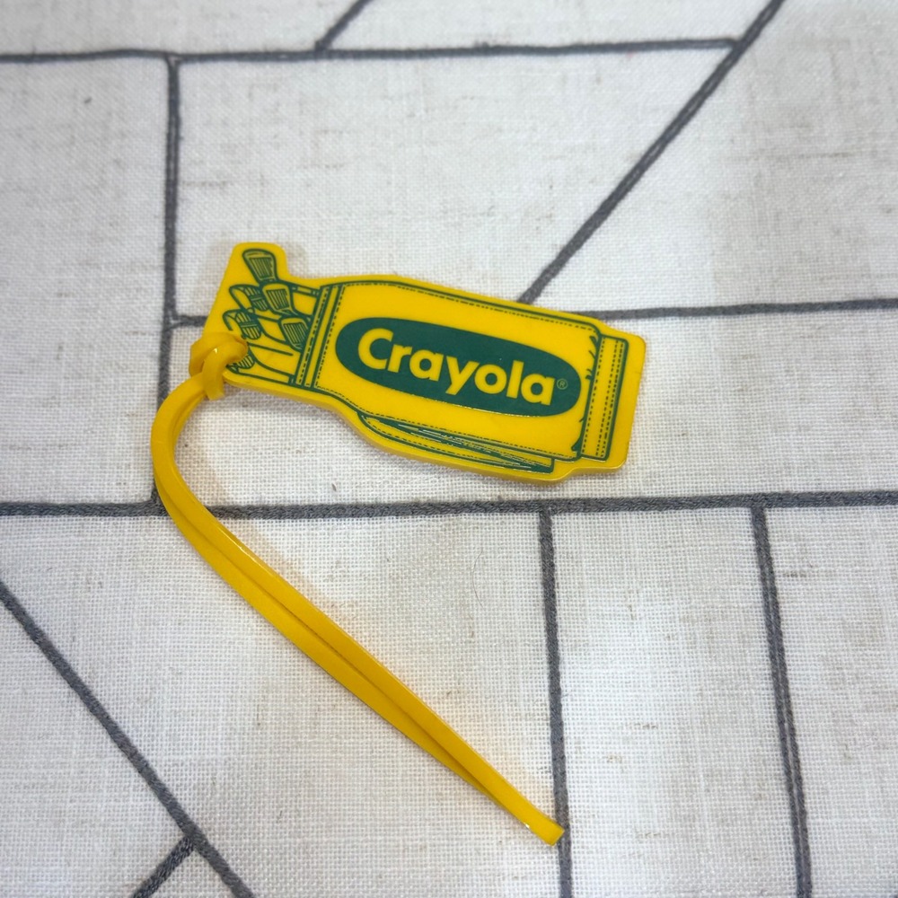 Crayola‎ Luggage Tag OS Yellow Vintage Golf Bag Novelty Travel Accessory